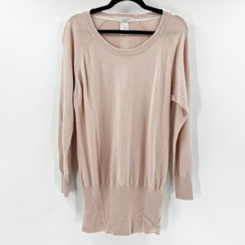 Talula Pink Cashmere Blend Crew Neck Long‎ Sleeve Sweater Tunic Top Size Small